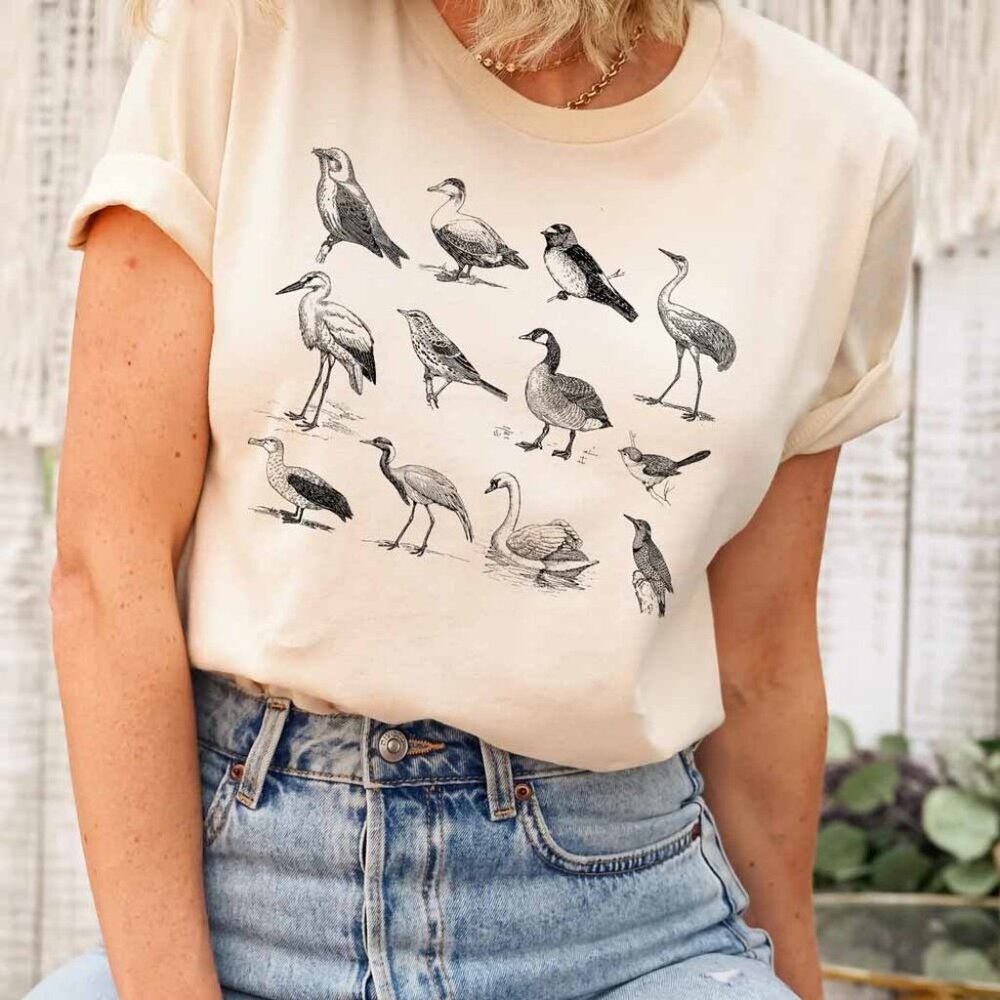 Bird Shirt, Birds and Ducks Shirt, Cottagecore Shirt, Goblincore Shirt
